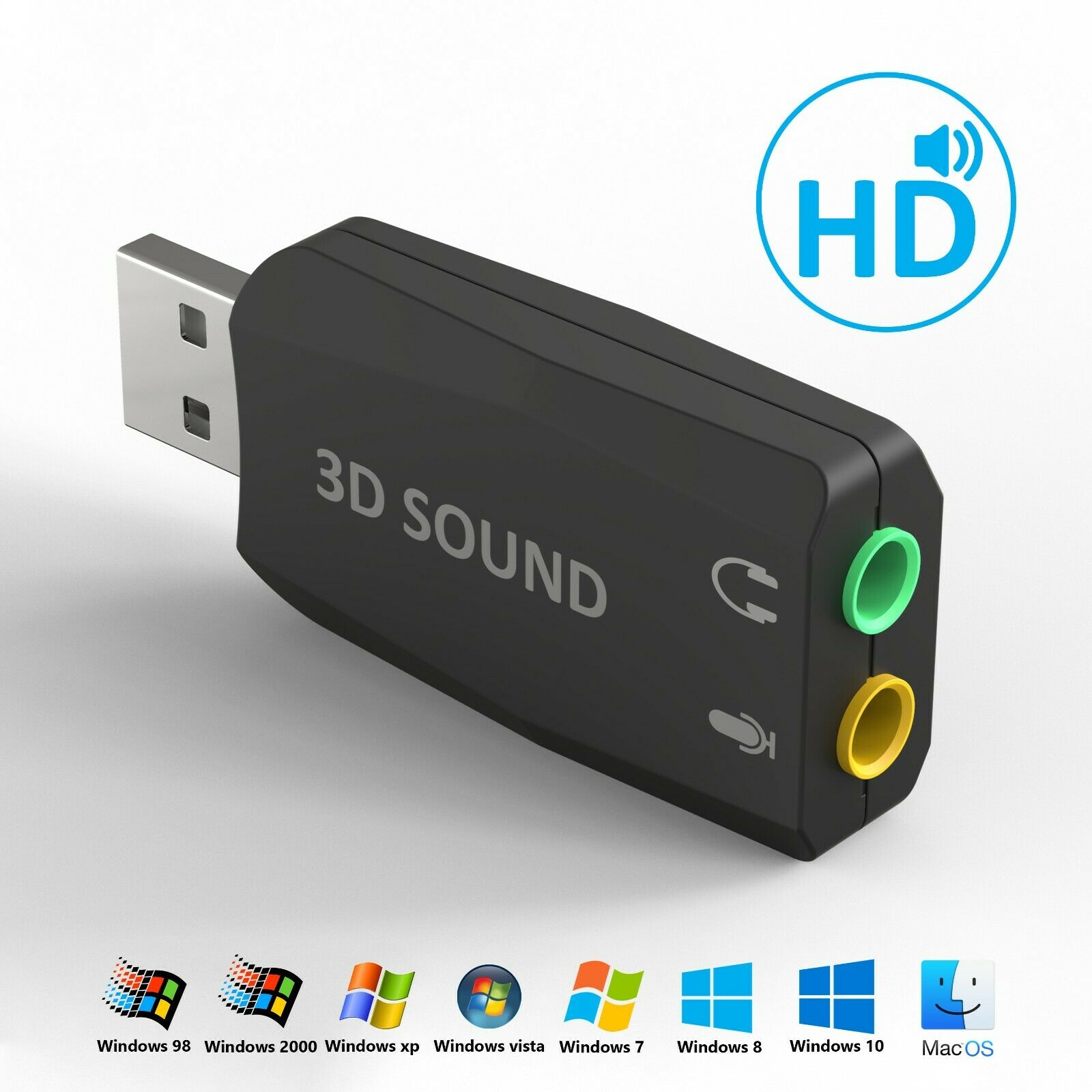 Usb Mini Soundkarte 5.1 Extern Virtual 3d Surround Computer, Notebook,tablet, Pc